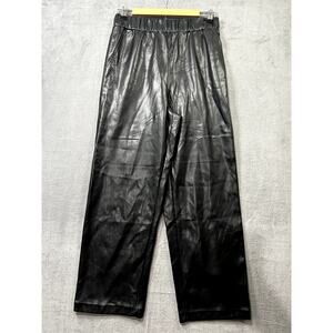 BlackNYC Faux Leather Wide Leg Pants Pull On Size Medium Women's Black